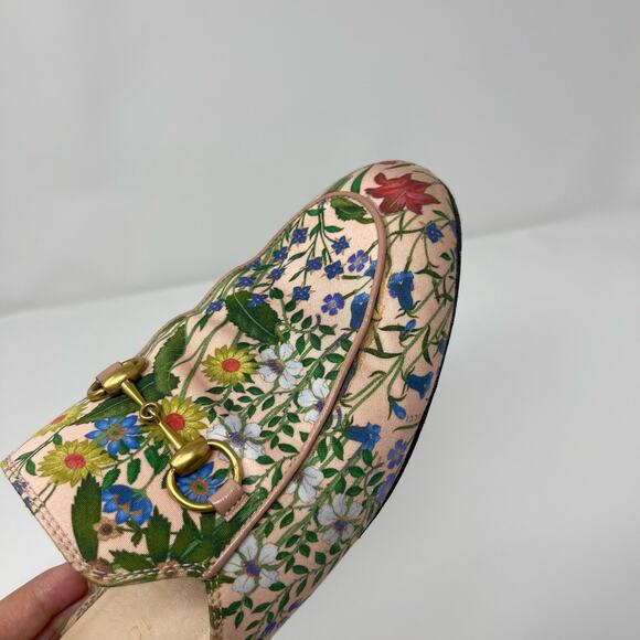 Gucci Pink Micro New Flora Horsebit Mules (Size 36.5 EU) - Picture 11 of 14
